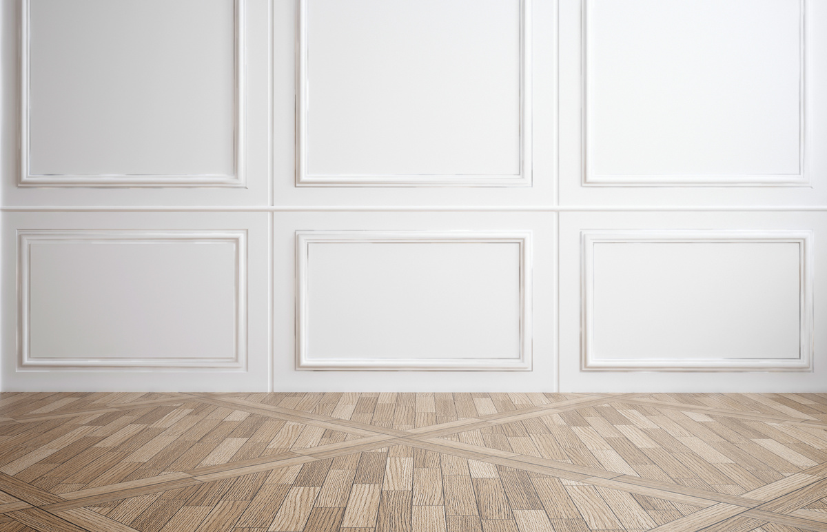 Empty Room with White Wood Paneling